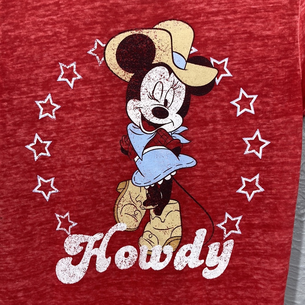 Disney Red Minnie Mouse Howdy Short Sleeve T-Shirt Women's Size Small - Picture 3 of 8